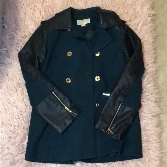 MICHAEL Michael Kors Jackets & Blazers - Micheal kors Green and Leather Pea Coat